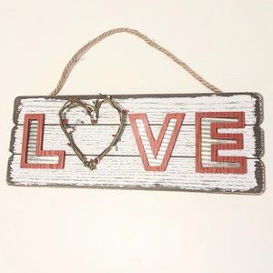 Valentine Wood and Metal Love Sign